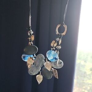 Elegant Blue and Silver Leaf Necklace